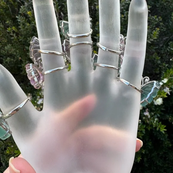 Butterfly Gemstone Rings adjustable 8 available - Picture 4 of 4